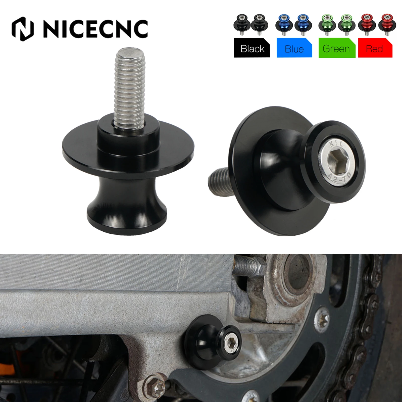 For Suzuki GSXR 600 750 1000 1300 M8 Swingarm Spool Sliders Stand Screws GSR 750 GSX 1300 SFV 650 SV 1000 SV 650 TL 1000R/S