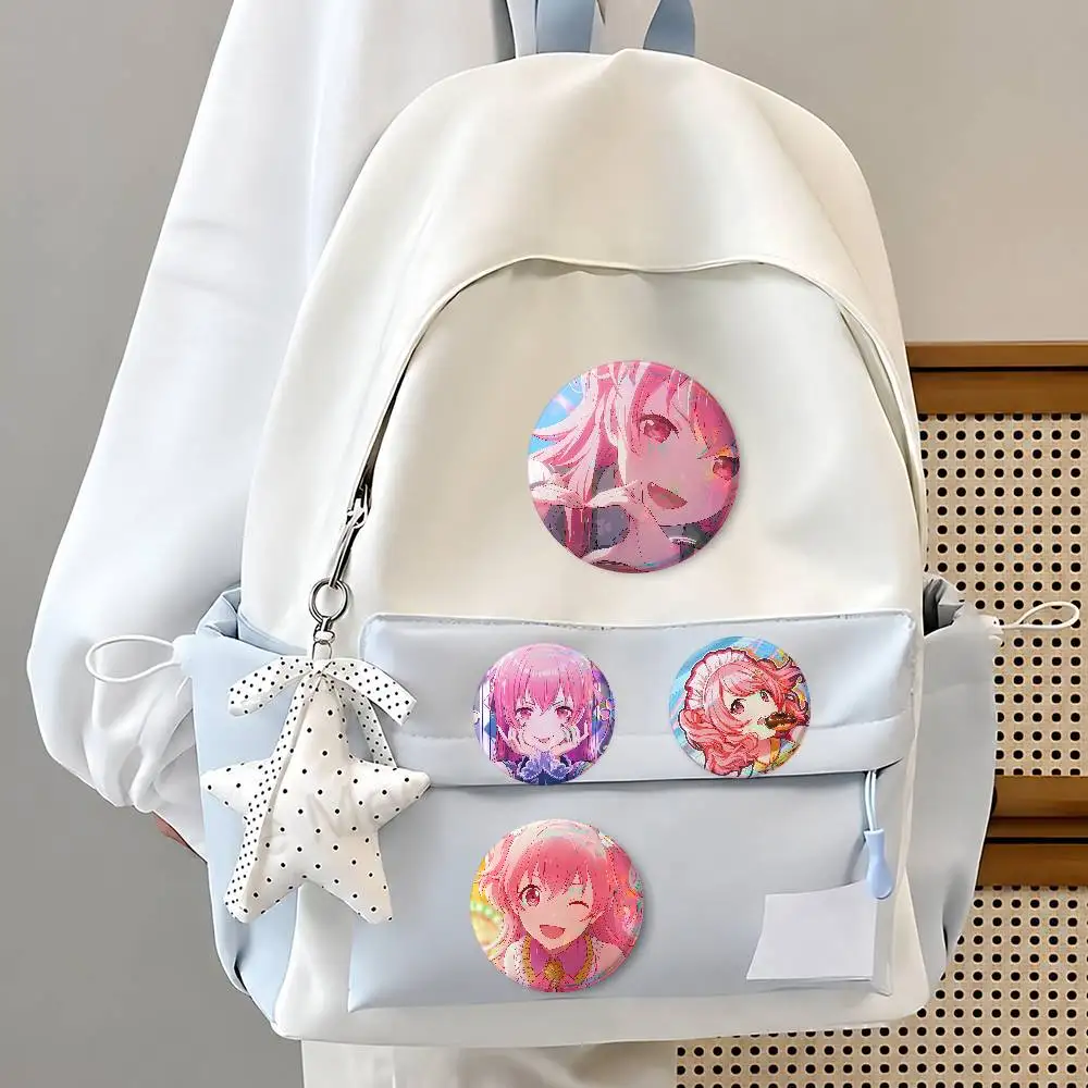 MORE MORE JUMP! Mos-mos-i Airi Round Button Badge Pin Set Anime Cartoon Game Music Cool Fashion Brooch For Backpack Clothes Hat