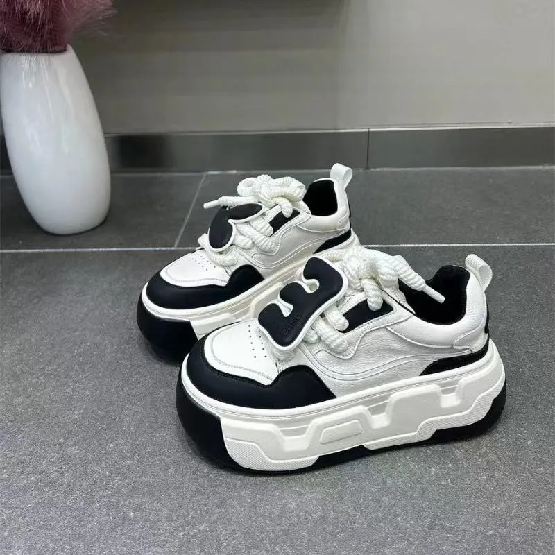 

Little White Shoes Women Songgao Thick Sole 2024 Spring Autumn Season New Breathable Fashion Casual Sports Bread Shoes Women