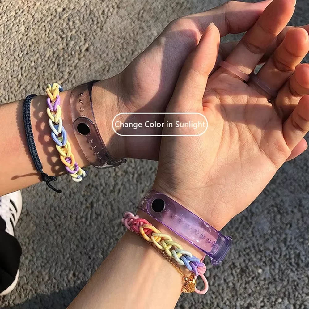 Cinturino per Xiaomi Mi Band 7 6 5 4 3 Bracciale da polso trasparente con luce cambia colore per Xiaomi MiBand 5 Cinturini di ricambio in silicone