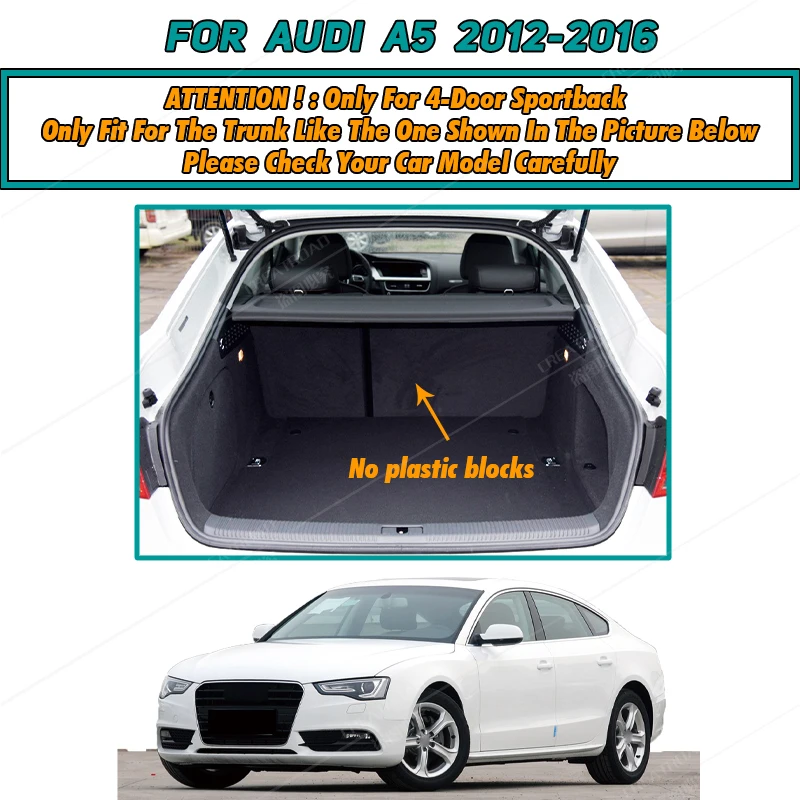 Car Trunk Mat For Audi A5 Sportback Four Doors 2024 2023 2022 2021 2020 2019-2012 Cargo Liner Carpet Interior Accessories Cover