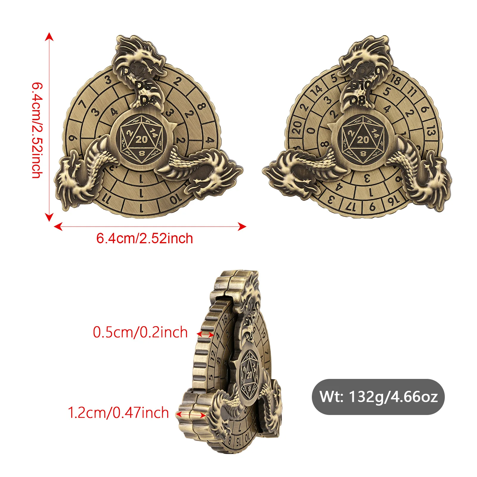 الرجعية ثلاثية الأبعاد تحلق التنين تململ سبينر القرص الدوار EDC الكبار الإجهاد المخلص اللعب DND لعبة النرد لعب الأدوار لعبة القرص الدوار