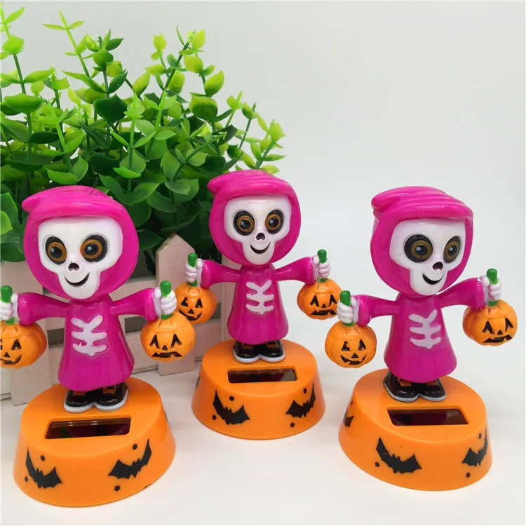 Funny Creative Solar Pumpkin Lantern Swinging Anime Doll Car Bobblehead Decor Kids Desktop Ornament Toys Halloween Gifts