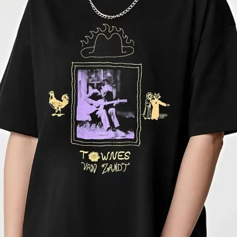 Hot Remake Townes Van Zandt Fan Art T Shirt Cotton Black