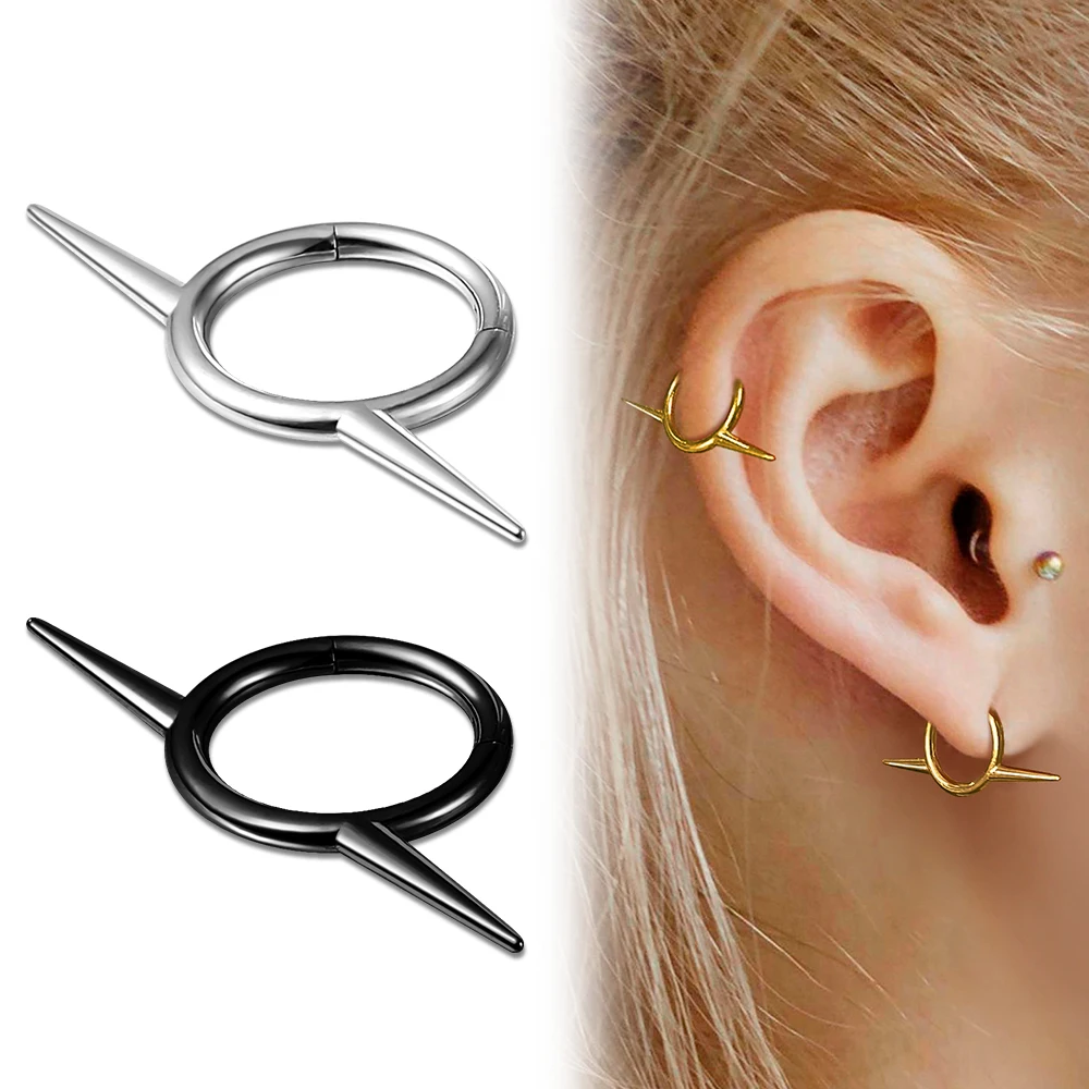 

Giga G23 Titanium16G Ear & Nose Rings, Spikes Design Septum Hoops for Women Men, Cartilage Clicker Tragus Body Piercing Jewelry