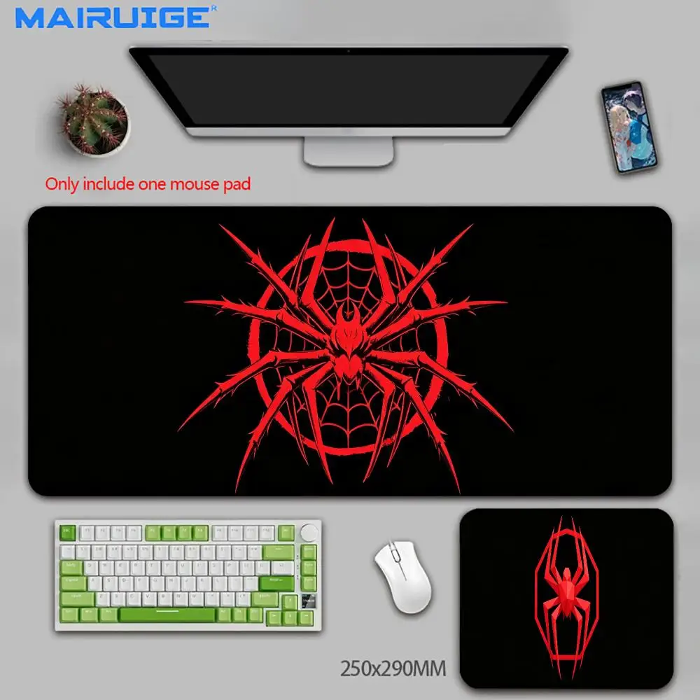 Large Gaming Mouse Pad Artistic Pattern Of Red Spider With Web Texture Rubber Non‑slip Table Pad Perfect For Office And Gamers