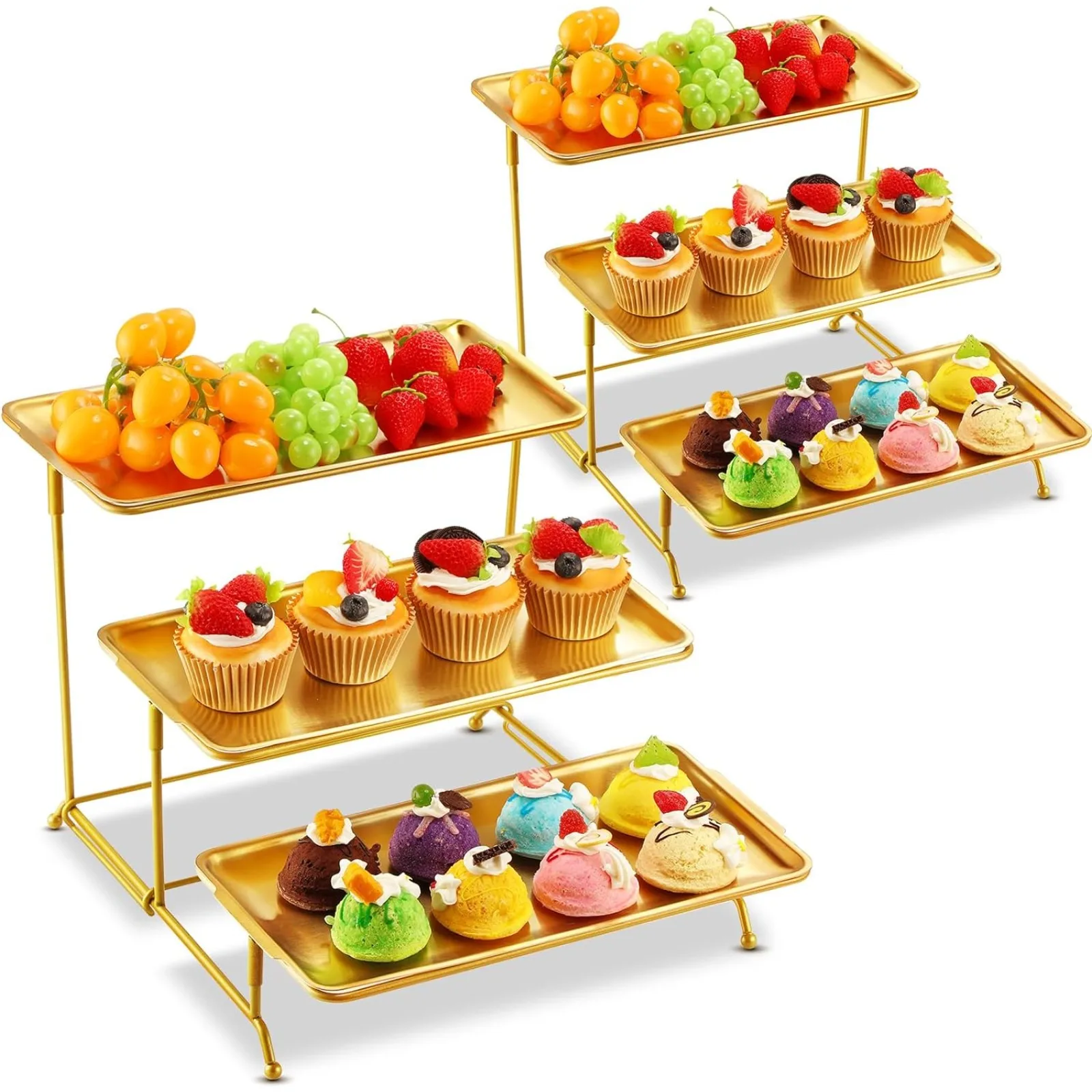 plateaux-de-service-en-acier-inoxydable-2-pieces-3-niveaux-presentoir-de-table-a-dessert-ensemble-d'assiettes-rectangulaires