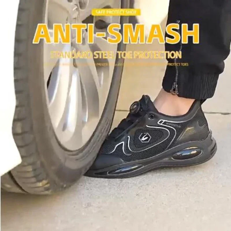Waterproof Men Safety Shoes Steel Toe Sneakers Rotated Buckle Puncture Proof Work Safety Boots Work Shoes Platform Boots