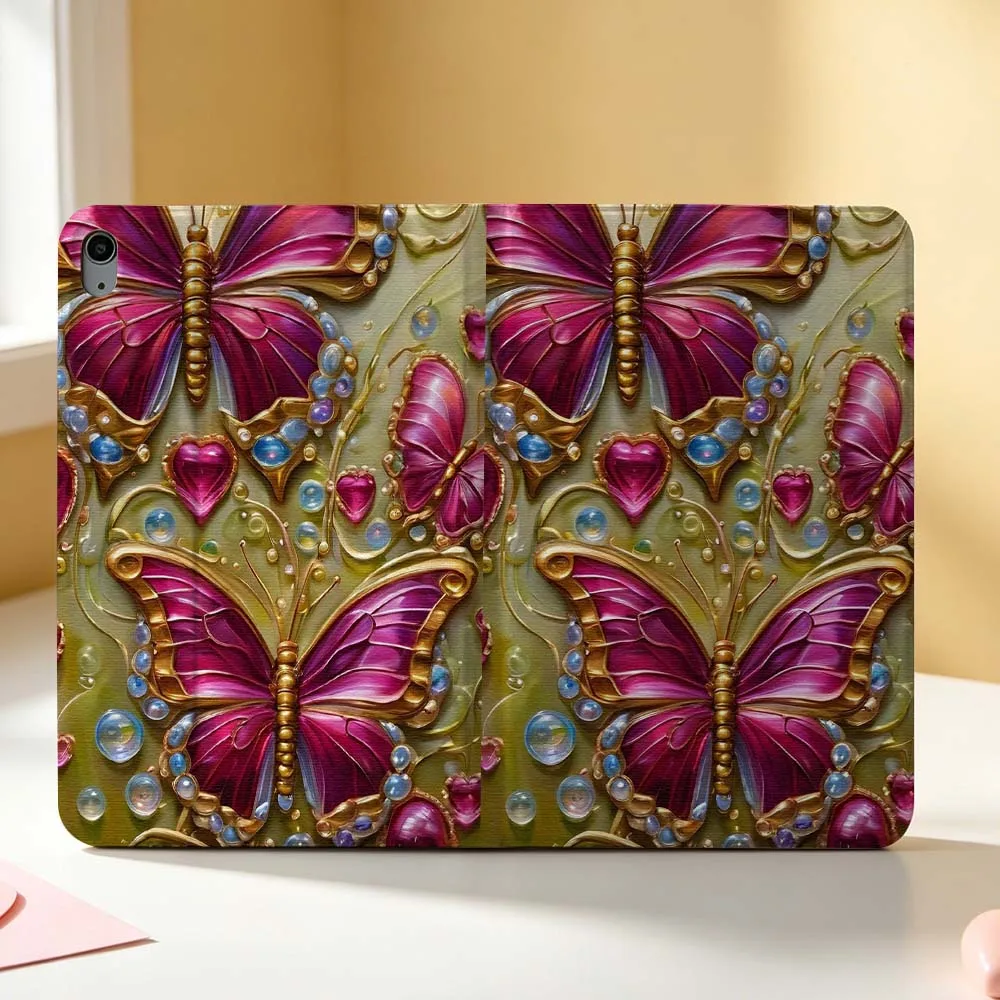 Cartoon Red Heart Butterfly Wings For Apple iPad Pro Mini A16 A17 A14 4 5 6 7 6th 7th Gen 9.7 12.9 11 13 M4 inch Tablet Case