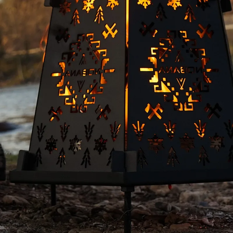 Foldable Wood-burning Stove Portable Split Type Dismountable Bonfire Stove Multifunctional Outdoor Camp Cooking Supplies
