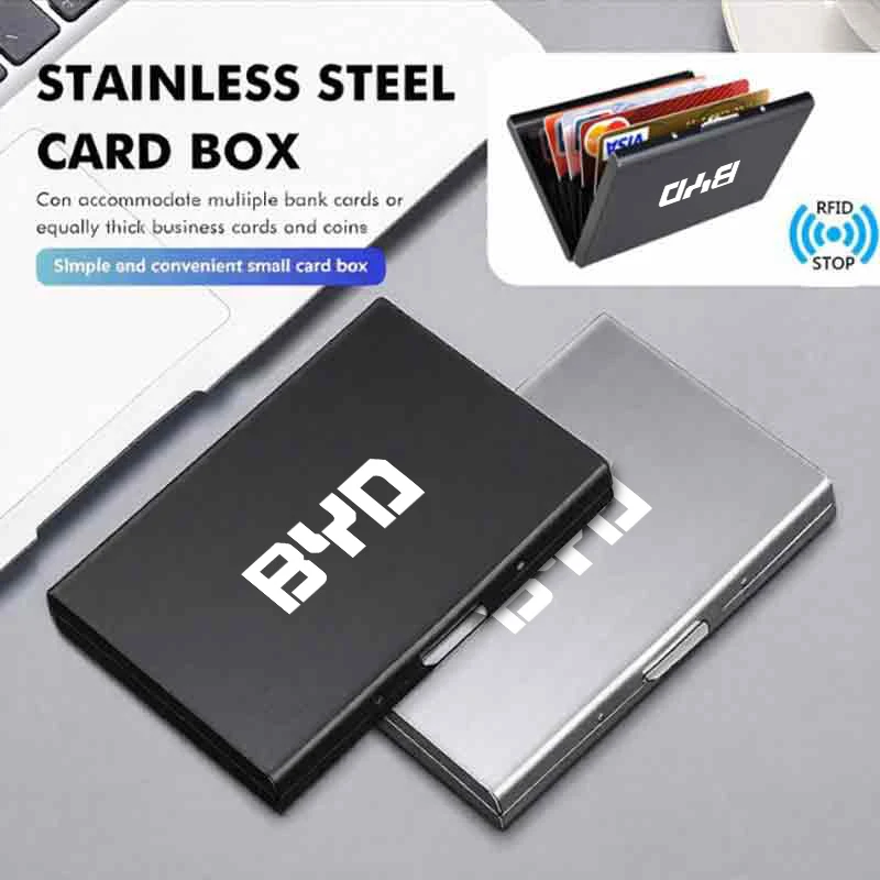 Car RFID Blocking Card Holder Metal Wallet Case Storage Accessories For BYD M6 Shark 6 G3 G5 T3 13 E2 F3 F0 S6 S7 E5 E6