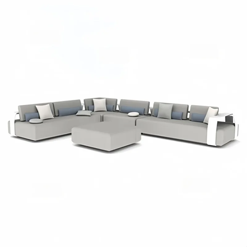 `Outdoor Sofa Set Stainless Steel Sectional Courtyard Villa Garden Terrace Hotel Homestay Booth Seating Patio Furniture`