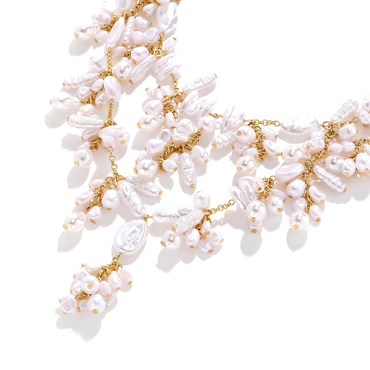 Simulated Pearls Beads Drop Necklace Trendy  Fascinating Collar Y Neck Jewelry for Women