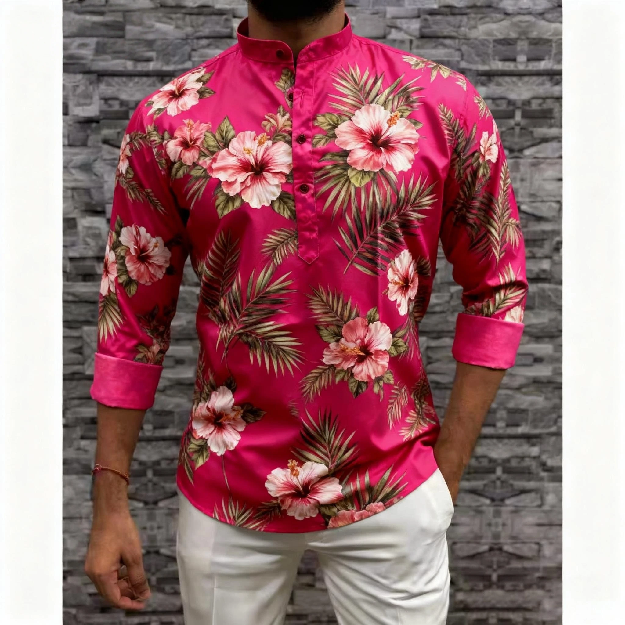 قميص مسلم قفطان دبي رداء رجالي بأكمام طويلة نمط عرقي 2026 ياقة واقفة ملابس عربية Ropa Musulmana Hombre