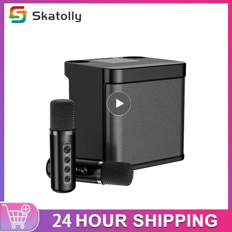 Dual Microphone Karaoke Machine Household Room Car KTV Outdoor Portable Speaker with 2 Wireless Mic Super Cube 777