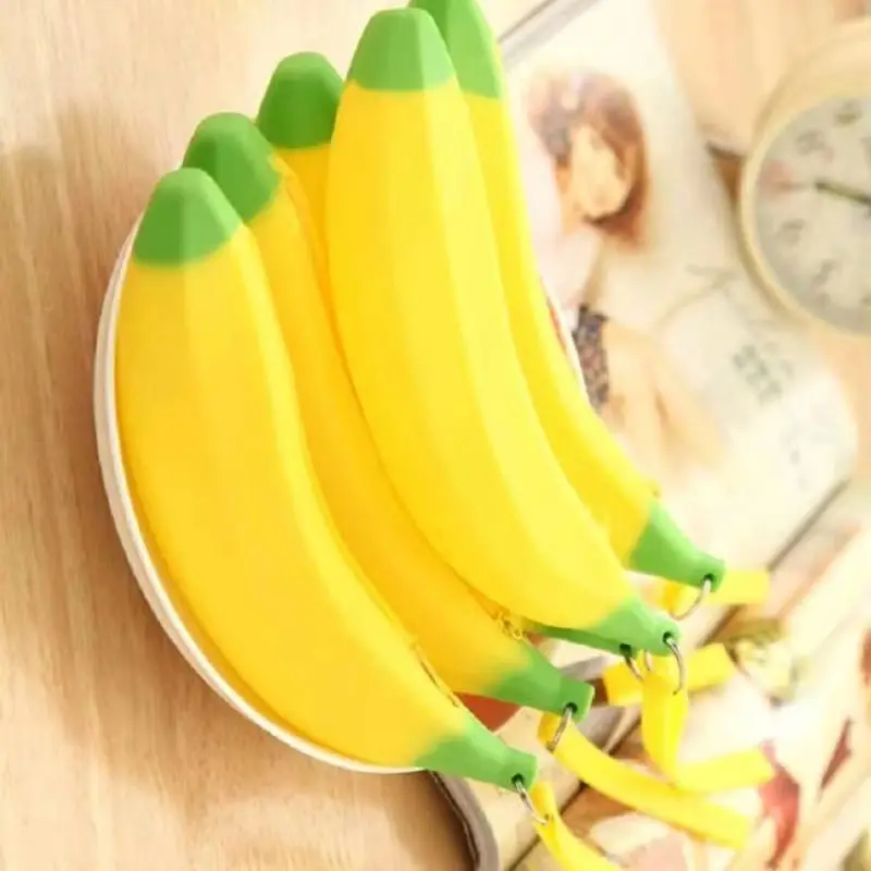 Jonvon Satone 1pcs Silicone Pencil Bags Cute Banana style Kawaii Pencil Bag Children School Bags Stationary Zipper Pencil Bag