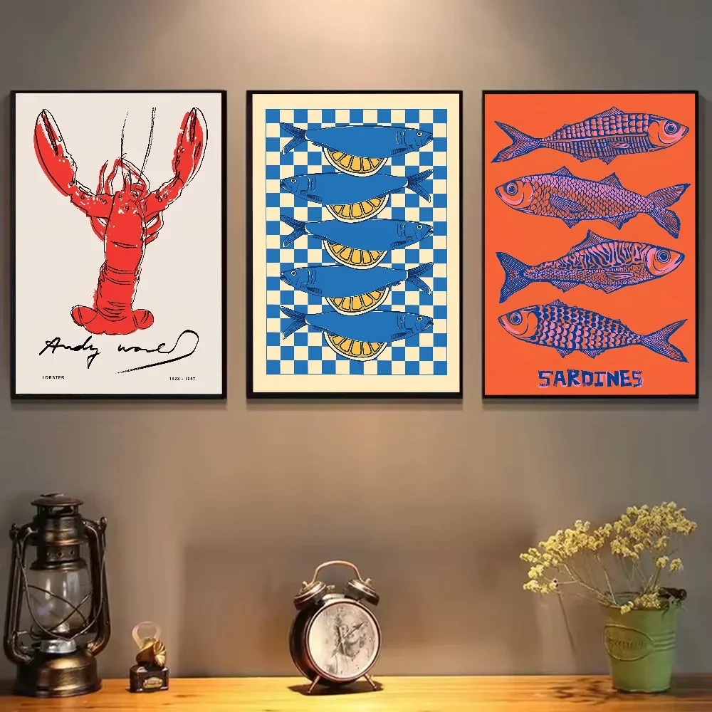 1 قطعة السردين الملونة جراد البحر كراب الأسماك المحيط الحيوان المشارك ذاتية اللصق الفن ورق مقاوم للماء ملصق البيت بار غرفة جدار ديكور #2