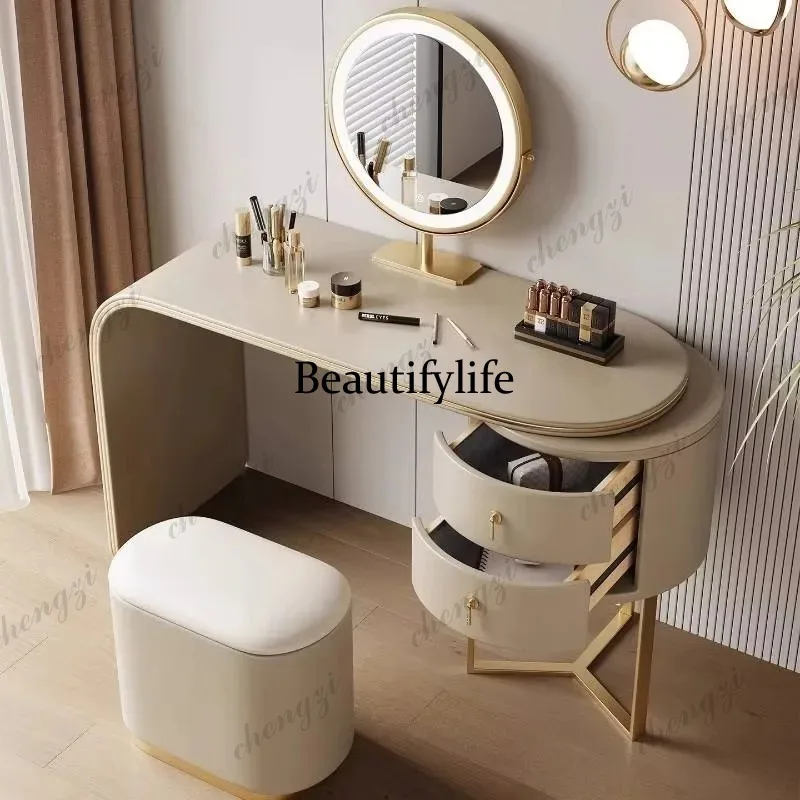 

Decorations Chair Makeup Table Gold Led Modern Lounges Drawer Dressing Table Cabinet Mirror Storage Tocador Mueble Furniture