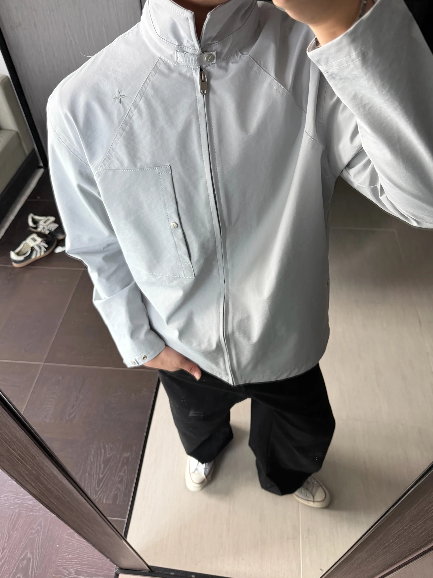 

American Sle Outdoor Tee-Resistant oulder Jaet Embroidered Casual Coat ort Wide Appearance Enhancing Spring Autumn ...