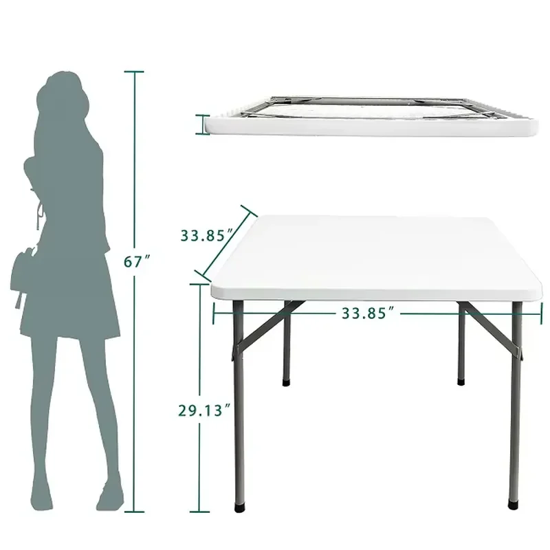for 34 Inch Portable Plastic Square Folding Dining Table Cheap Bulk Buy for Outdoor Party Events