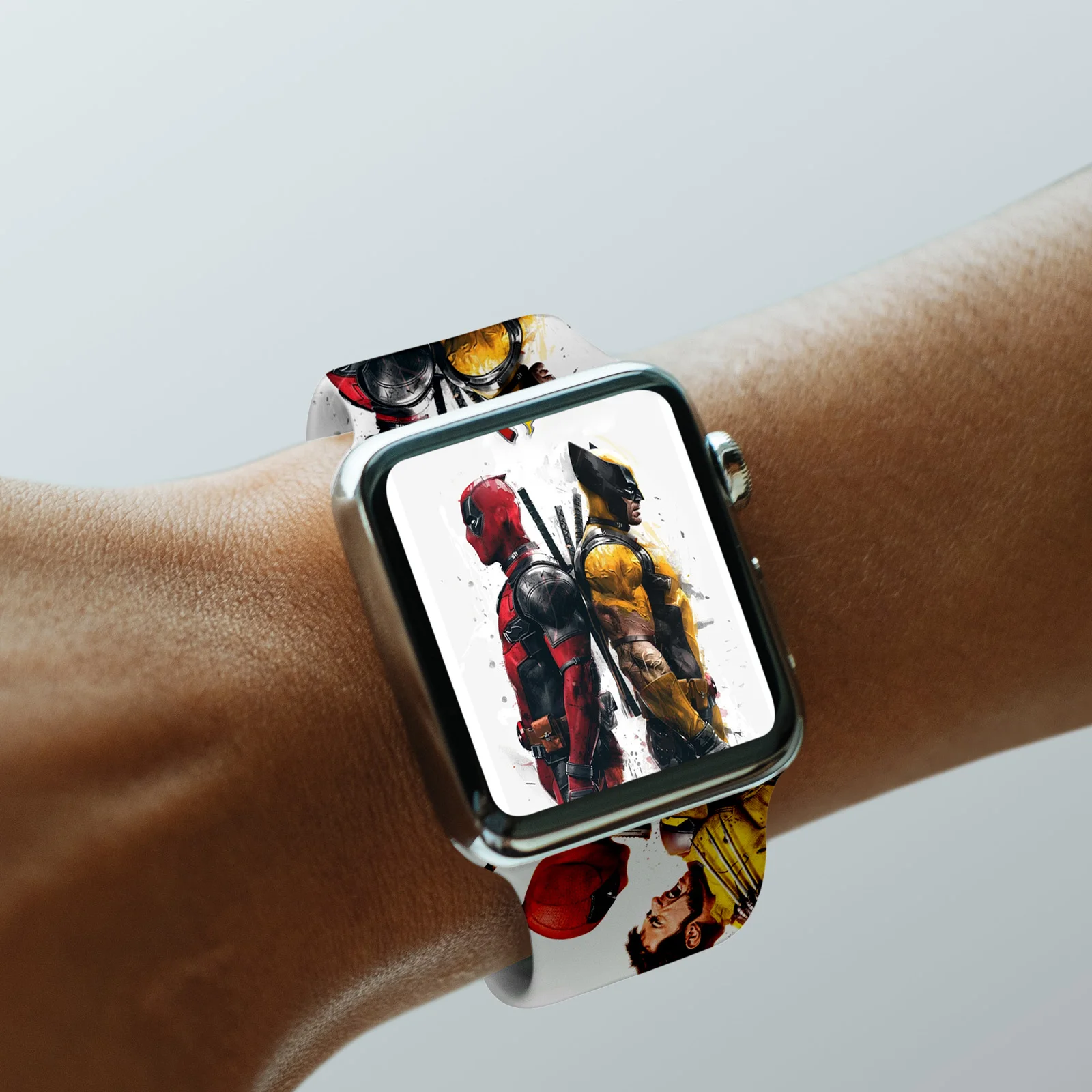 Disney Deadpool Silicone Printed Strap for Apple Watch 9 8 7 SE 6 Sport Band Replaceable Bracelet for iWatch 45mm 44mm 42mm 41mm