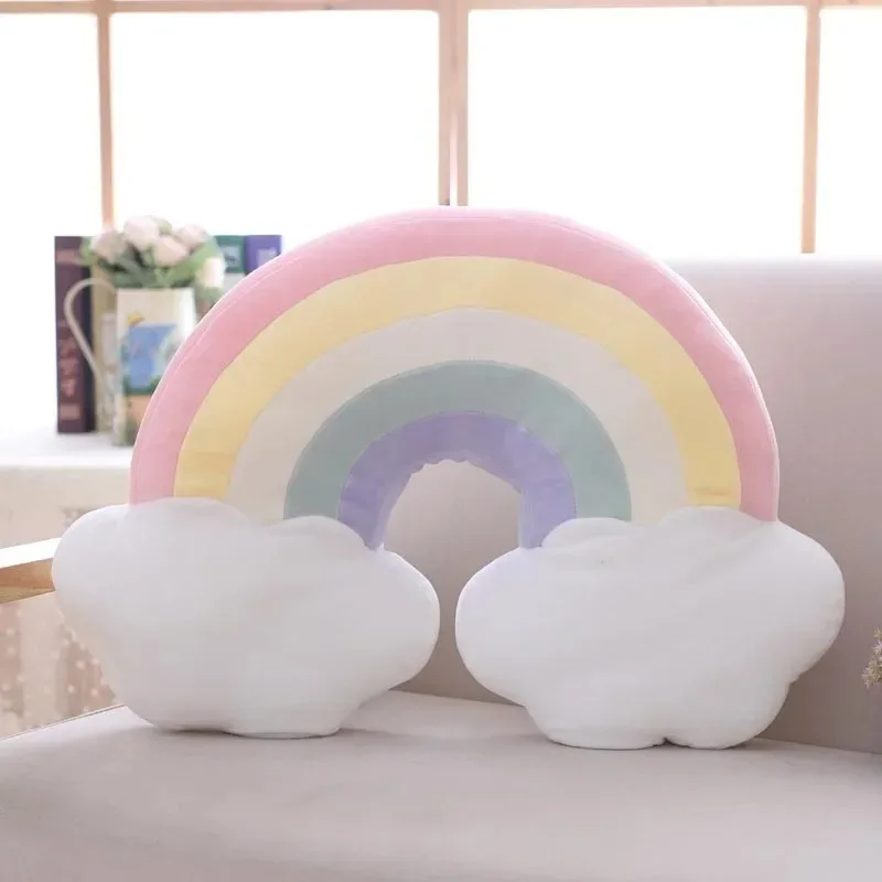 Cute Rainbow Pillows Sky Series Cloud Star Moon Plush Pillow Colorful Crown Cushion Sofa Home Decoration Stuffed Throw Toy Gift