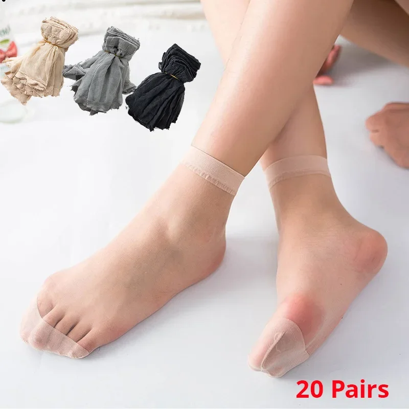 20 Pairs Womens Summer Crystal Silk Socks For Breathability Lightweight Comfortable And Non Hooked Silk Women Socks