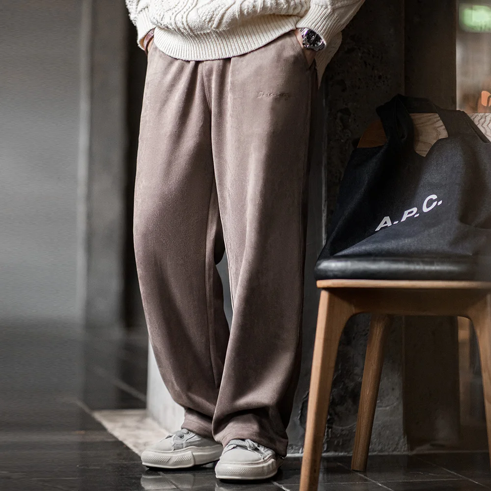 

Maden повседневные однотонные спортивные штаны с эластичной резинкой на талии, свободные прямые брюки для мужчин, универсальные спортивные брюки на осень и зиму