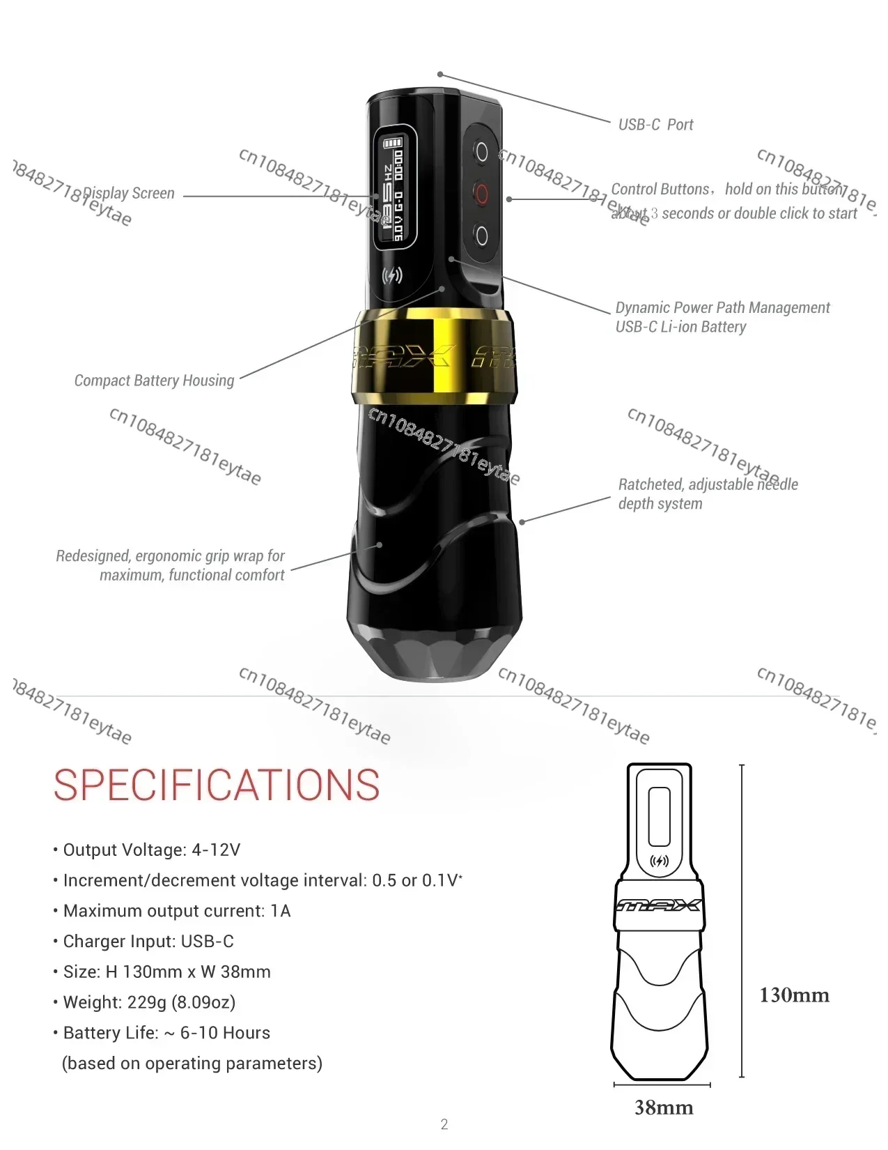 3.5 mm Stroke Dual Battery Tattoo Pen Machine New Adjustable Medicine Barrel Needle Depth Wireless Flux Max Tattoo Pen Machine