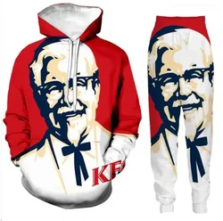 Nuovi uomini/donne KFC Colonel Funny 3D Print Fashion tute felpa con cappuccio girocollo felpa e pantaloni Hip Hop + felpe con cappuccio TZ04