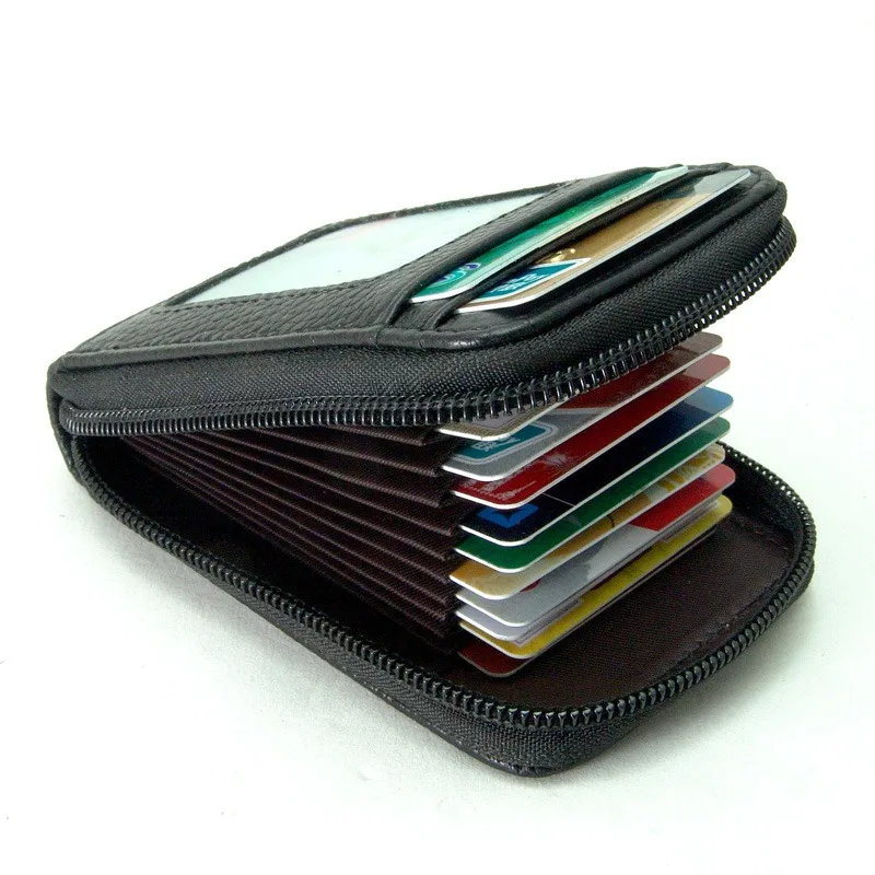 Cheap Leather Credit Card Clip Zip Wallet Opening Type, Zipper