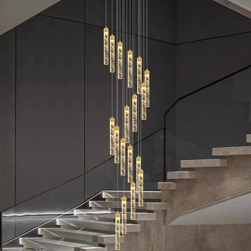 Imagem -02 - Modern Crystal Chandelier For Home Decoration Stair Pendant Lamp Living Room Pendant Lights Iluminação Interior