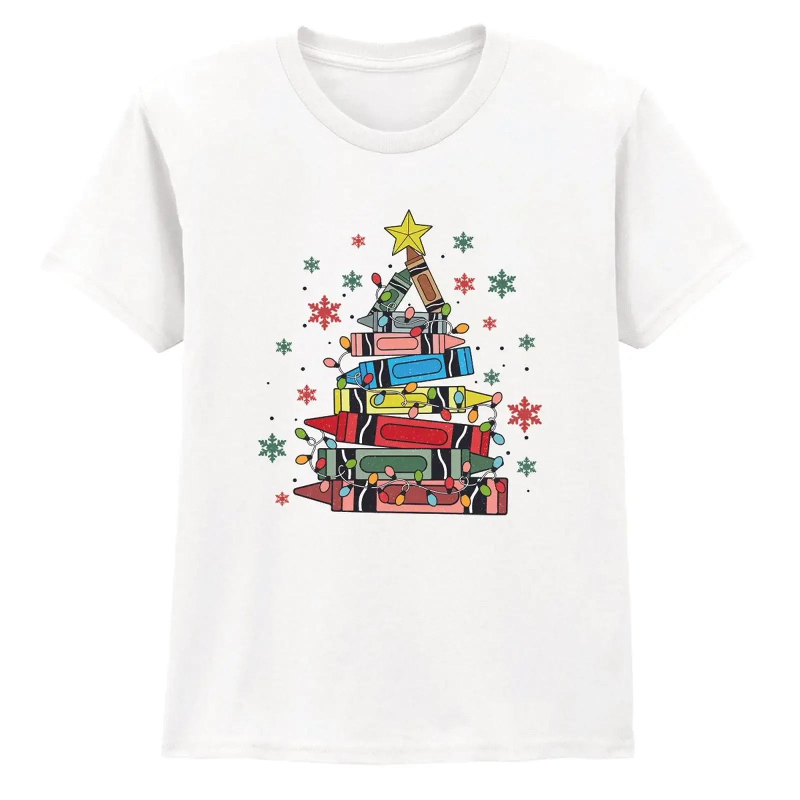 Colored pencil Christmas tree for boys and girls children's T shirt art supplies gift children vintage Washed homme Breathable