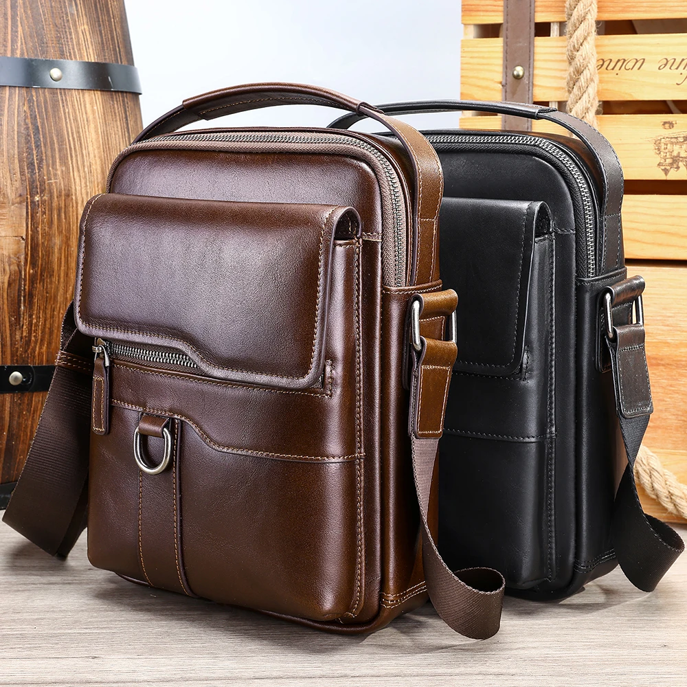 WESTAL Men's Bag Leather Cowhide Shoulder Bag High Luxury Leather Men's Crossbody Bag Men's Business Trend Casual Small Bag