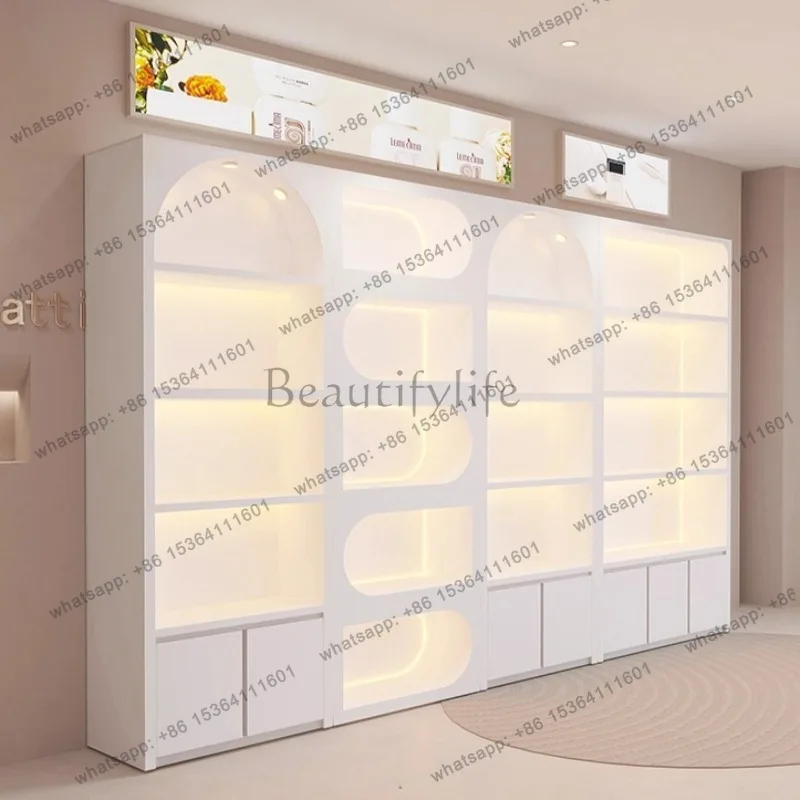 LJY Beauty Salon Display Cabinet High-end Customized Cosmetic Cabinet Skin-care Product Makeup Display Shelf Office Furniture