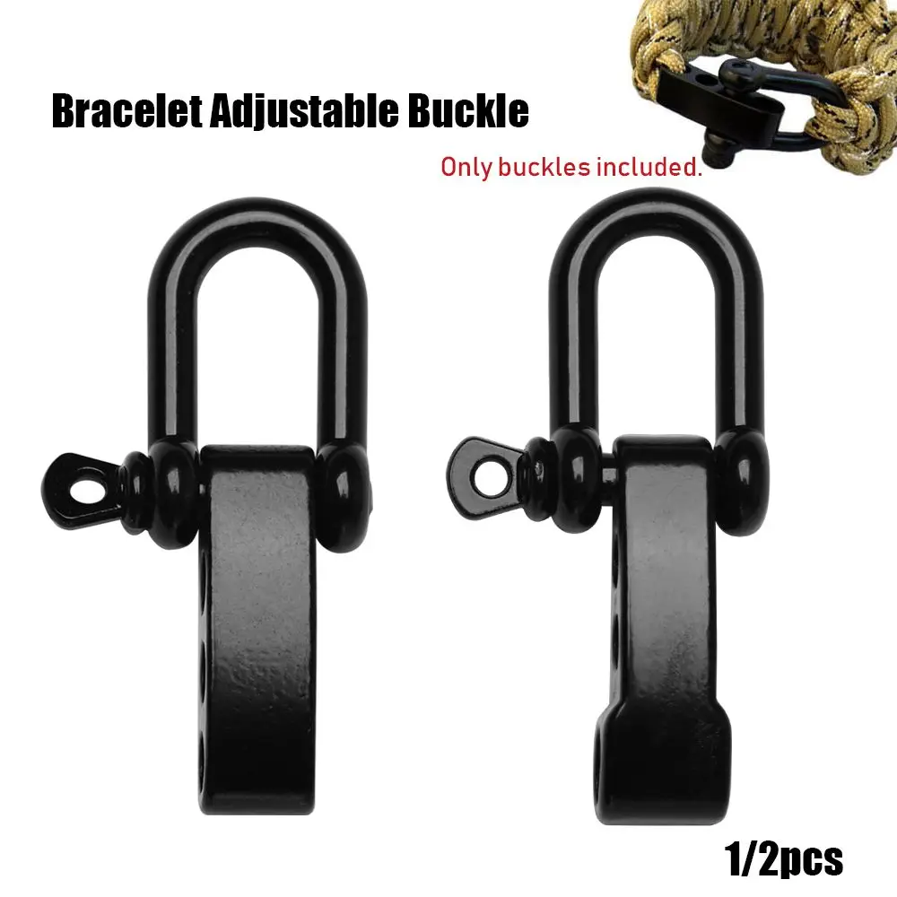 1/2pcs Stainless Steel Black U-Shaped Anchor Shackle Screw Pin Paracord Bracelet Buckle Outdoor Camping Survival Rope Fittings