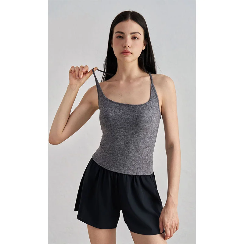 PofyBofy Scoop Neck Racer Back Yoga Tank Top Workout Tank Tops for Women with Built in Bra Yoga Sleeveless Top Camisole Athletic
