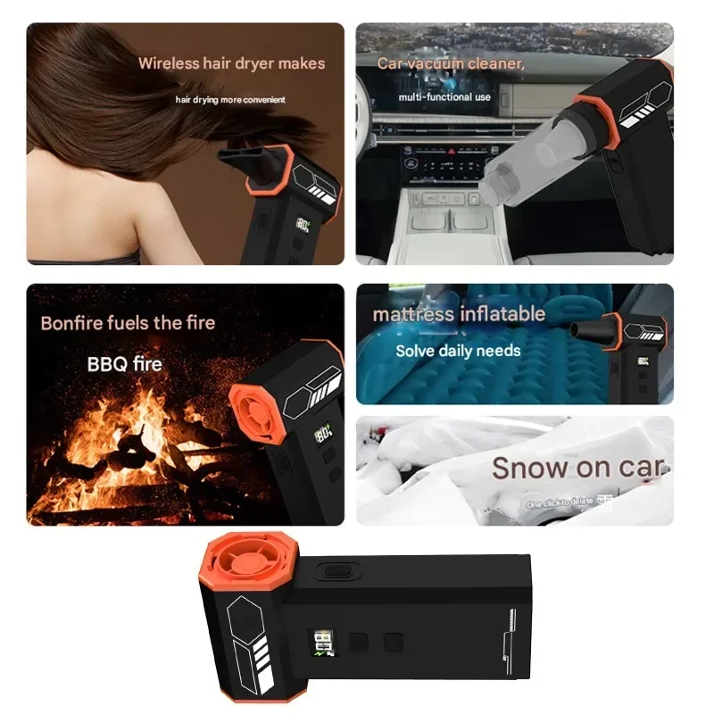 Violent Fan Car Vacuum Cleaner High-power Industrial Hair Dryer Household Handheld Portable Power Tool Camping Snow Removal  New