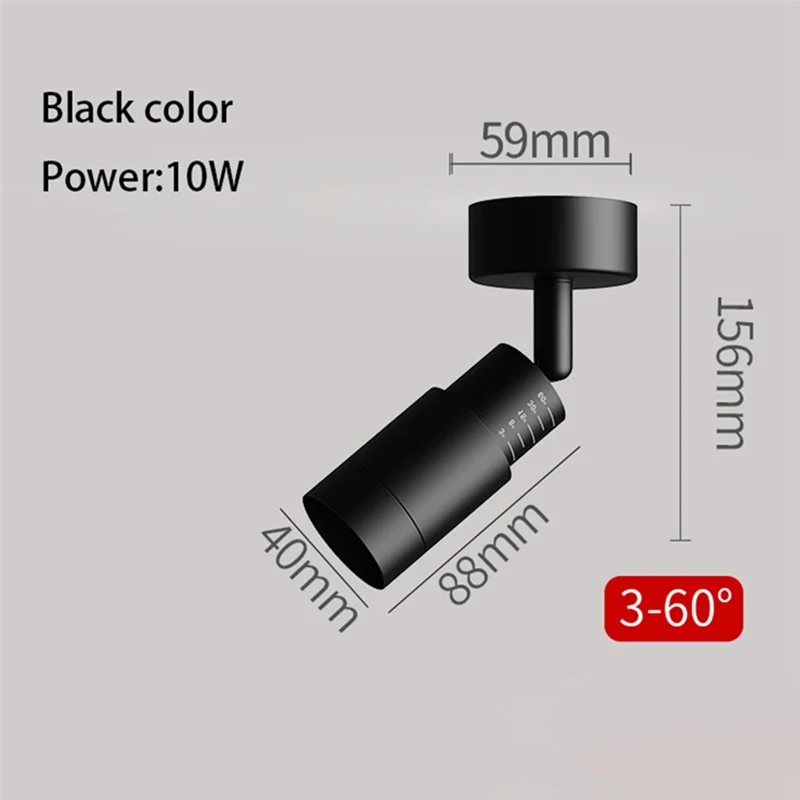 ABKO-Ceiling Lamp Mini Small Mounted Led Spotlight Zoom Adjustable Angle Focus Spot 3-60 Degree Atmosphere