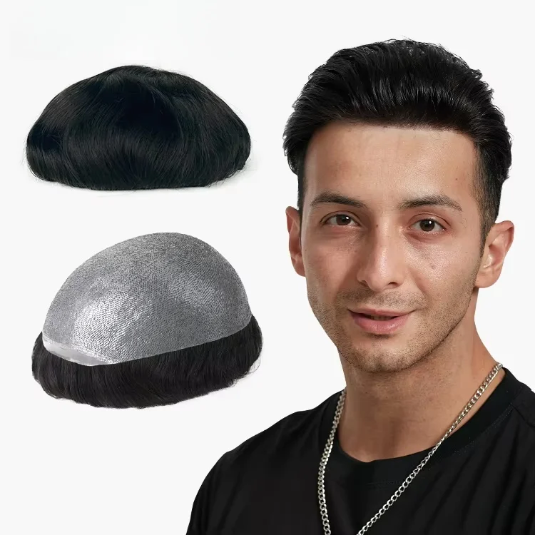 

0.06mm Thin Skin Men's Toupee Human Hair Natural Hair Wigs for Men