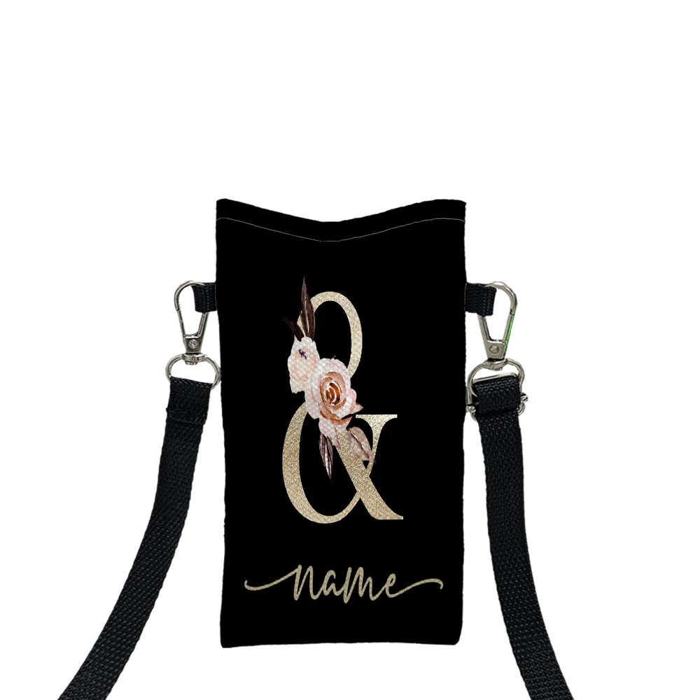 

Black Capital Letters Crossbody Phone Bag Adjustable and Detachable Strap DesignedWomen CrossbodyBag Convertible ShoulderBag7.25