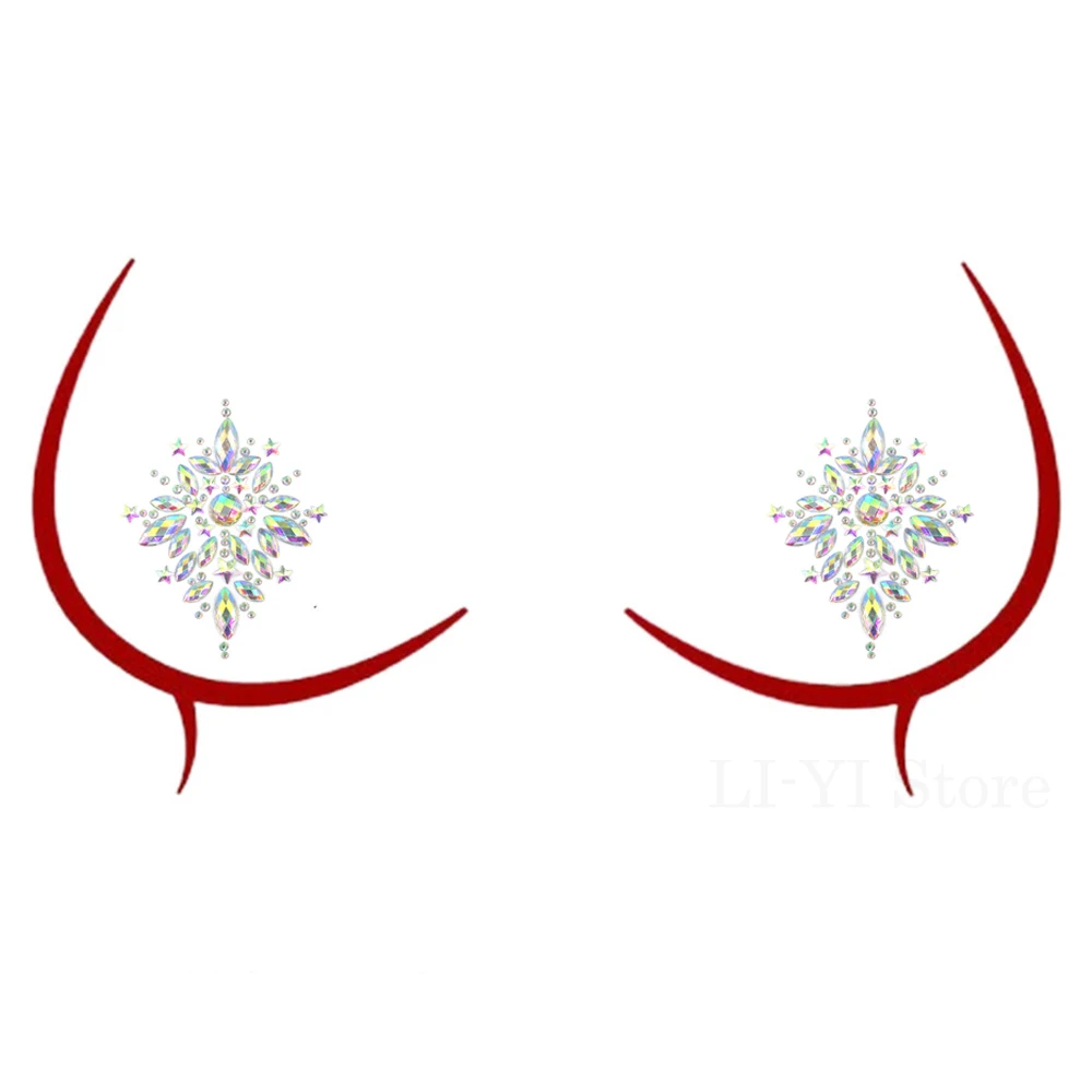 Sexy Crystal Nipple Cover Bra Stickers Adhesive Diamond Beads Breast Pasties Shiny Tattoo Sticker Body Tape Tattoo Stickers