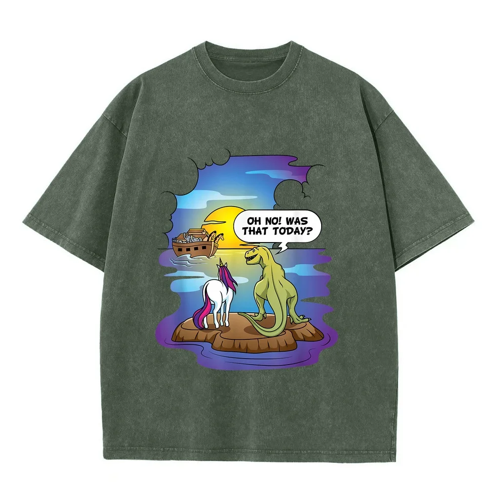 Noah's Ark Christian Bibble The Last Unicorn Dinosaur T-Shirt 빈티지 Oversize Hombre Casual 100 Cotton Short Sleeve Jesus Lover