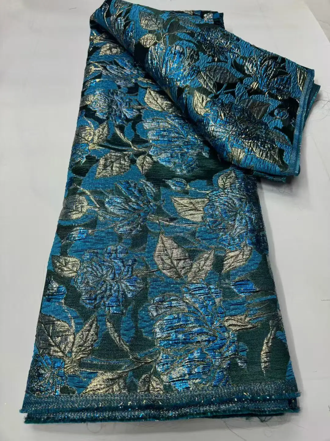 African Brocade Lace Fabrics Nigerian Damask Latest French Jacquard Gilded Women Lace for Wedding Dresses Sewing 5 Yards 2026