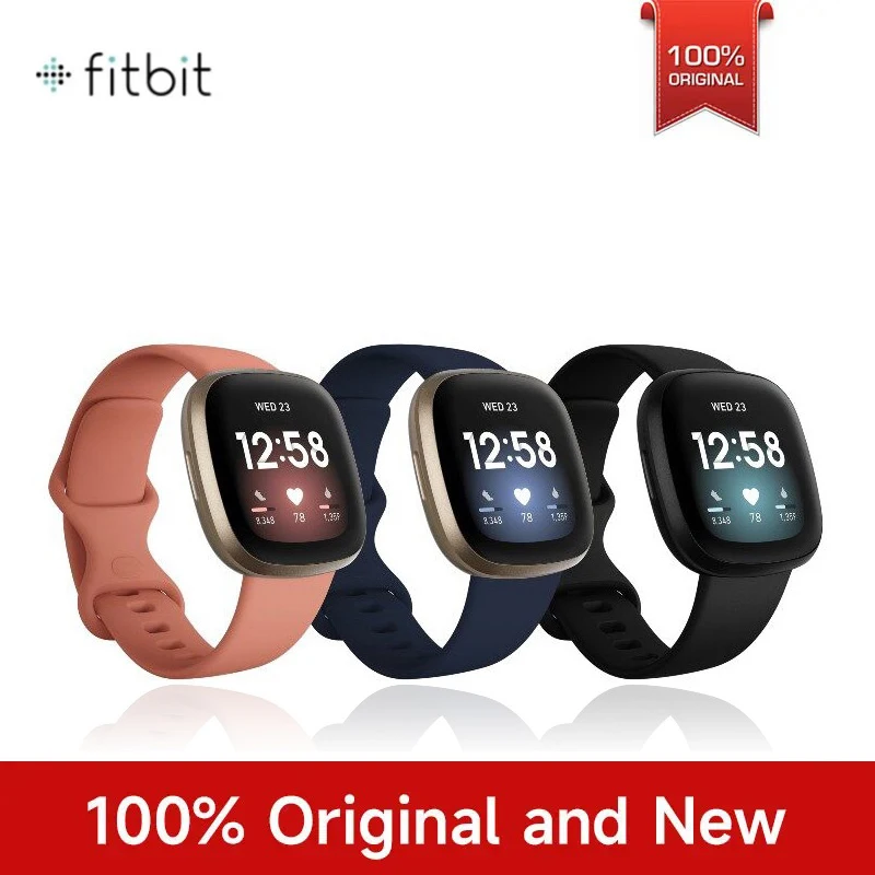 Fitbit Versa 3 Motivational Health Fitness Smartwatch Heart Rate Sleep Sport Tracker with  Built-in NFC GPS GLONASS