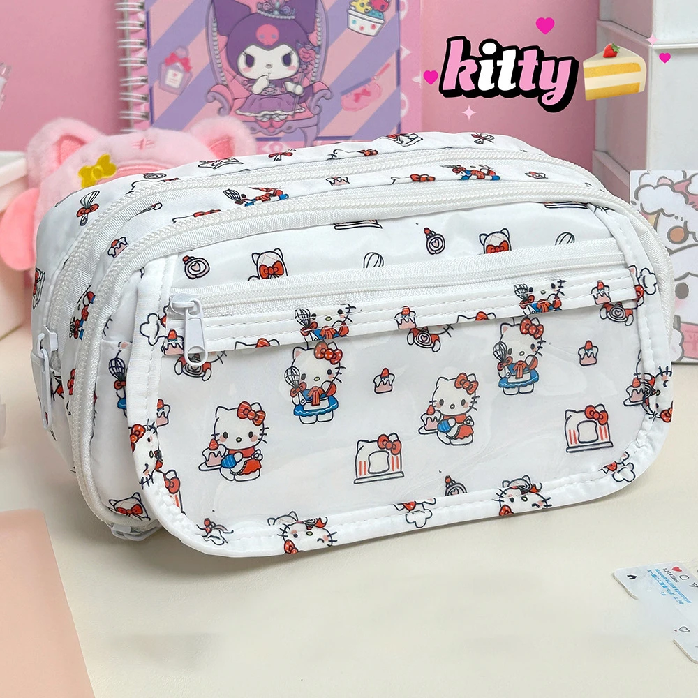 Kawaii Sanrio papeterie Hello Kitty sac à crayons trousse de maquillage trousse à crayons pochette de rangement Mini sac à main porte-monnaie fille école cadeau