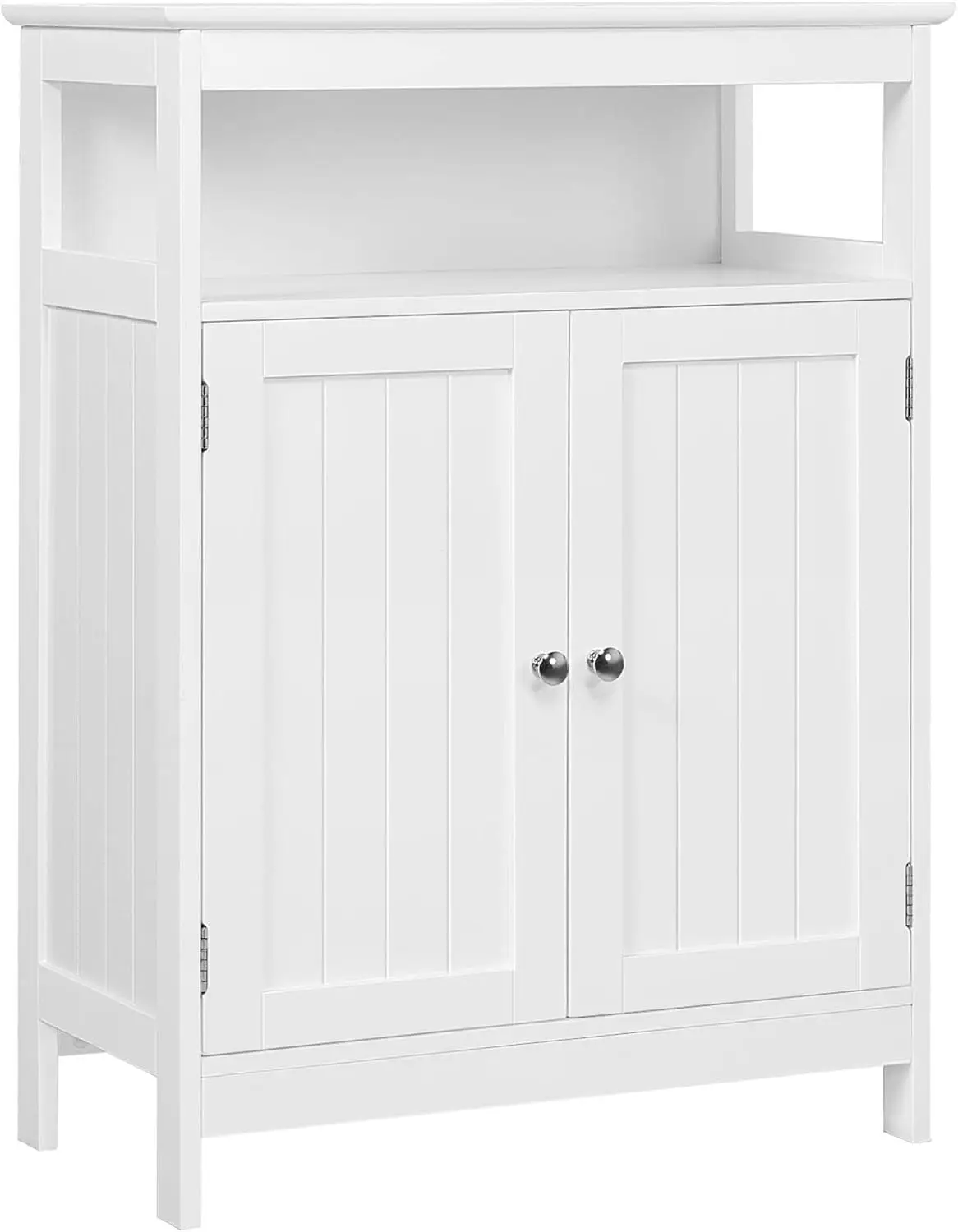 

White Wooden Floor Cabinet with 2 Doors & Adjustable Shelves for Living Room Hallway Storage