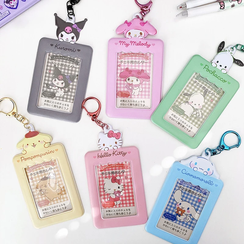 Kawaii Sanrio Hello Kitty Card Holder Cute Cartoon My Melody Kuromi Cinnamoroll Anime Periphery Card Photo Holder Pendant Gifts