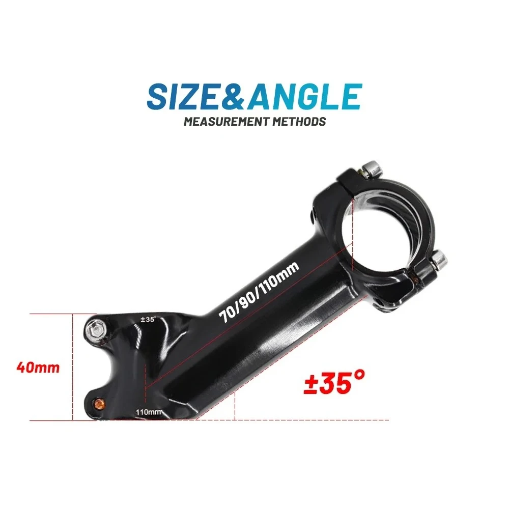 35° Aluminum Stem 31.8x70/90/110mm 28.6mm Fork MTB Road Bike Stem