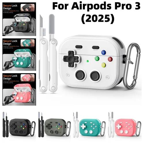 Funda para Airpods Pro 3/Pro 2/4(2025), diseño divertido de juego de carcasa dura para Airpods 4, funda con Kit de limpieza y llavero para Airpods Pro 3